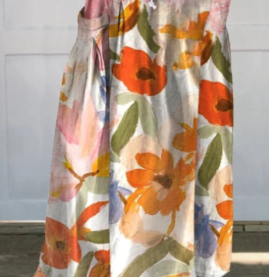 Independent-site Casual Retro Floral Vacation Dress Elegant Commuter Floral Skirt For Spring And Summer