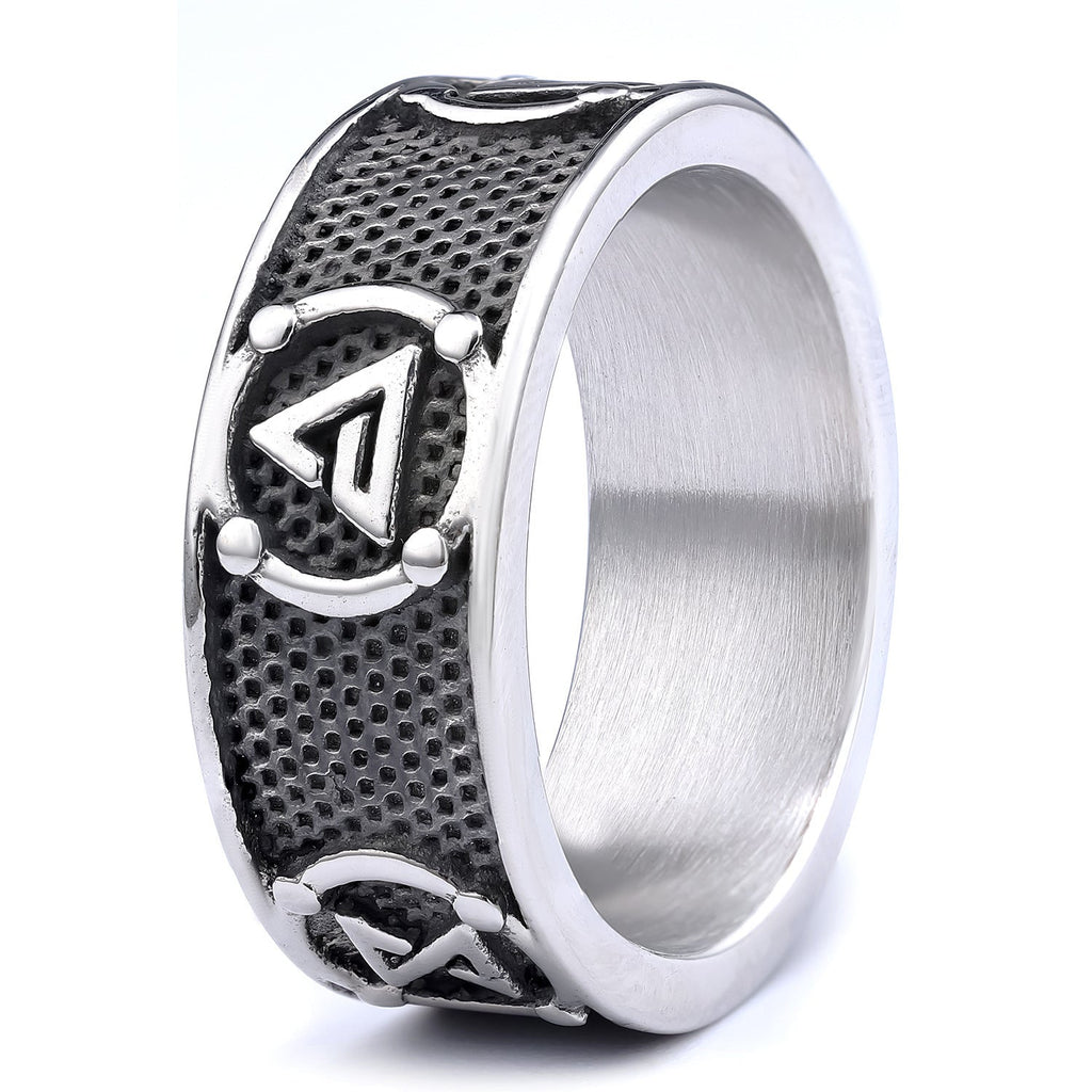 Retro-textured Personalized Stainless Steel Ring