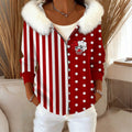 Womens Digital Print Cardigan With Fur-Lined Hooded Sweatshirt