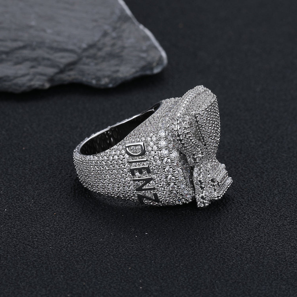 European And American Cross-border Hip-hop Style Ring Fully Paved With Zircons