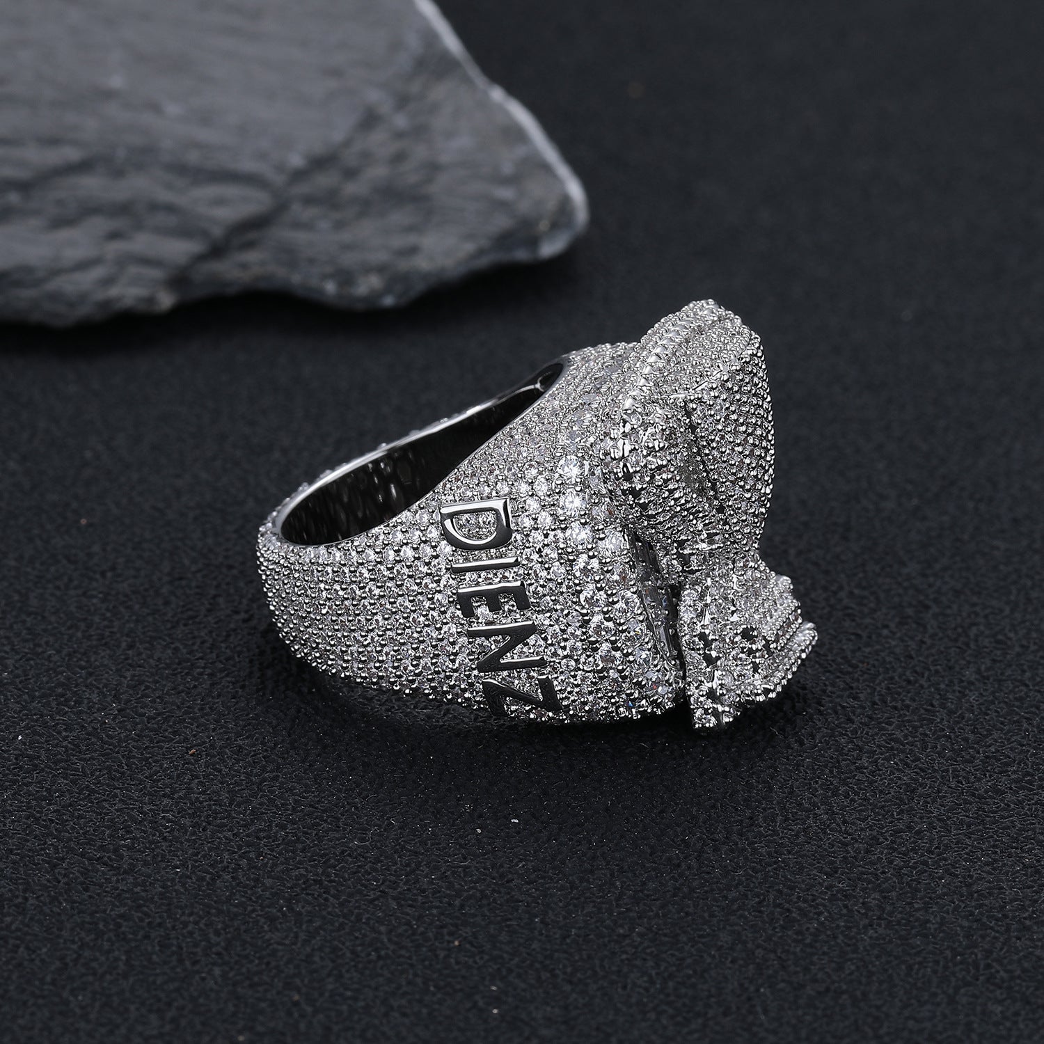 European And American Cross-border Hip-hop Style Ring Fully Paved With Zircons