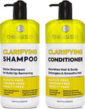 Clarifying Shampoo and Conditioner Set Sulfate Free Hair Care Products for Women and Men Build Up Remover for Curly Straight Color Treated Oily and Black Hair Hydrating Dry Split Ends Formula