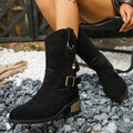 Thin Thick-soled Martin Boots With Elastic Suede