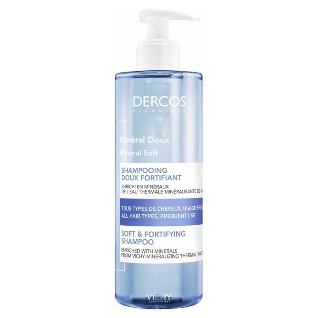 Vichy Dercos Mineral Soft Shampoo 400ml - Strengthening Daily Use for All Hair Types