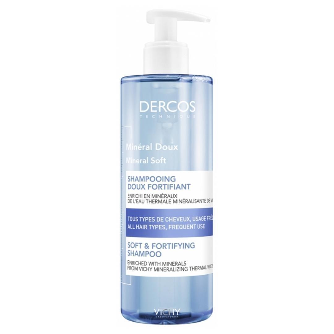 Vichy Dercos Mineral Soft Shampoo 400ml - Strengthening Daily Use for All Hair Types