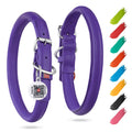 Rolled Leather Dog Collar Padded All Sizes 8–10 in Neck Purple