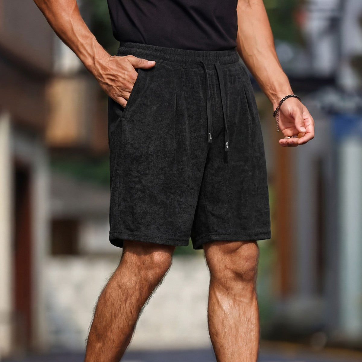 Mens Jacquard Casual Loose-fit Shorts