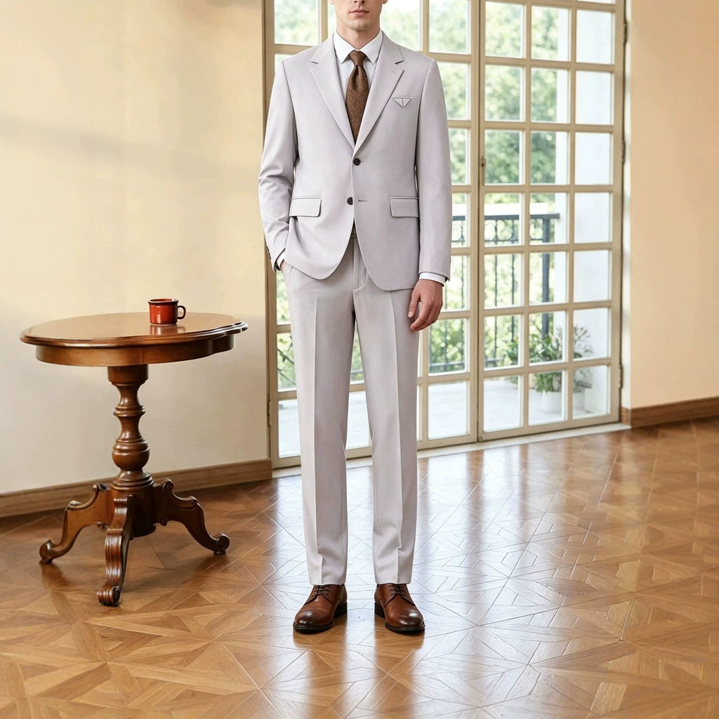 Mens Solid-Color Suit Business Formal Attire Set