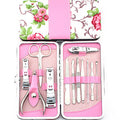Stainless Steel 12-Piece Pink Flower Nail Clipper Set
