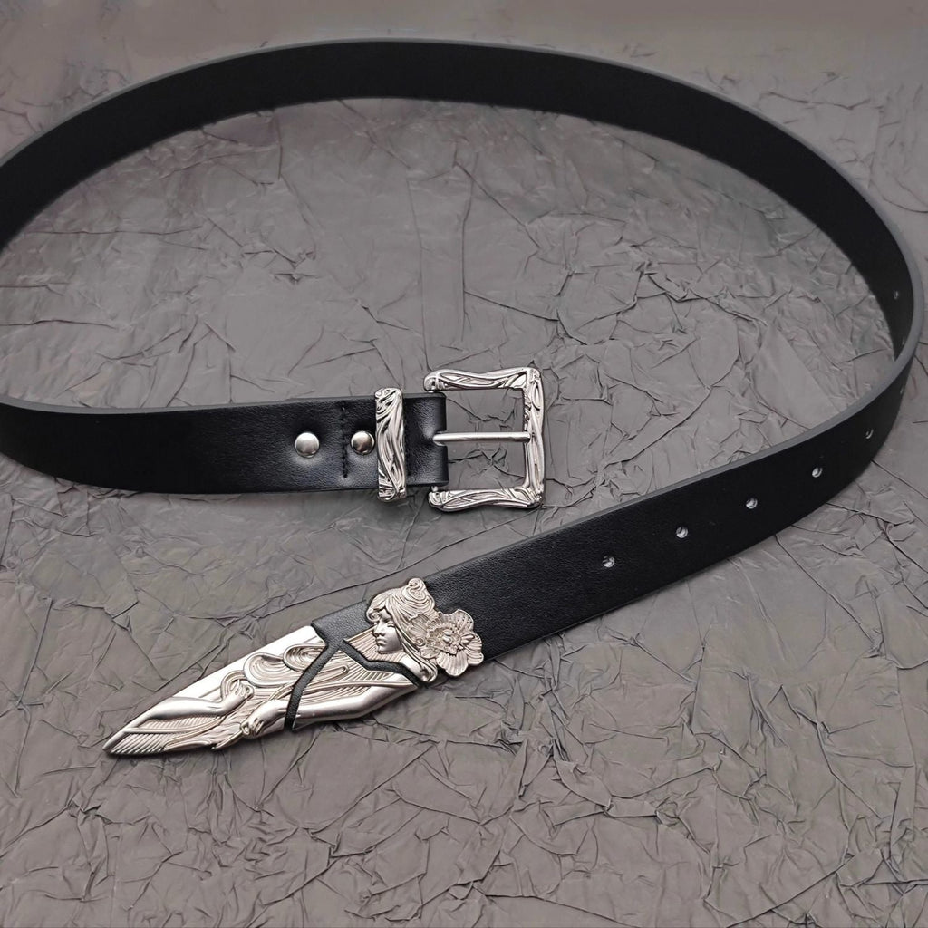 Retro Metal Western Broken Sword Swordsman Carved Belt
