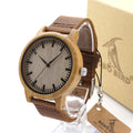 Single-bamboo Wooden-layer Cowhide Mens Wooden Watch