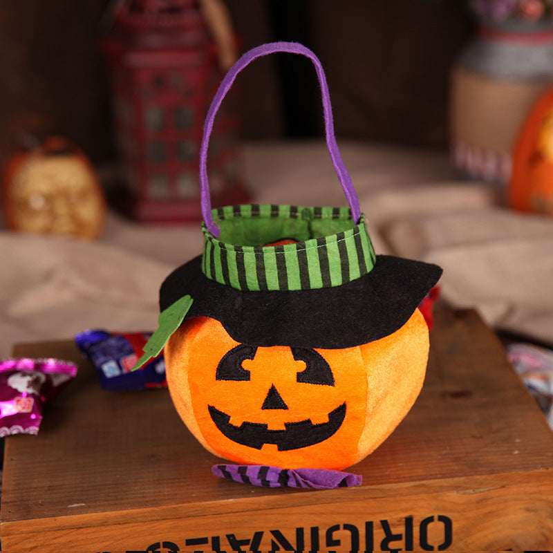 Cute Halloween Candy Bag Halloween Pumpkin Pattern Portable Handbag Cosplay Props Gift Basket Kids Gifts