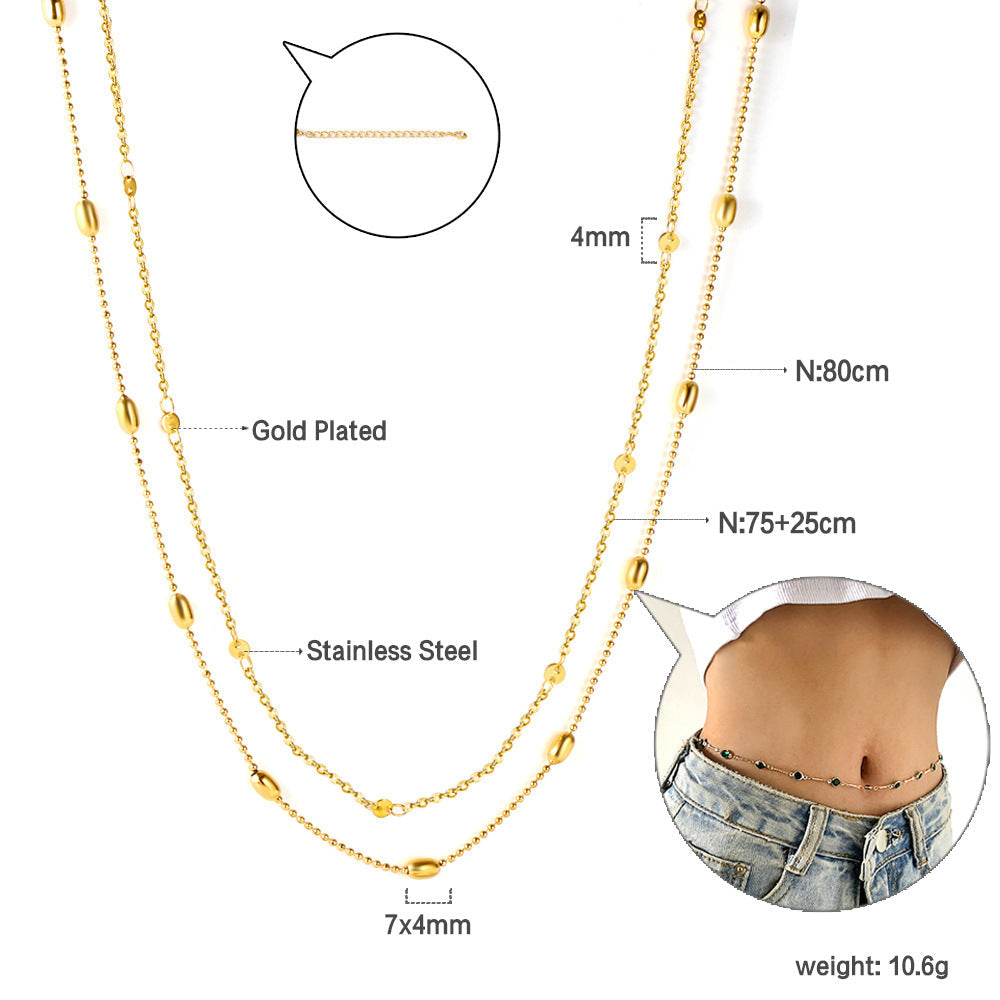 Sweet-and-cool Edgy Two-layer Waist Chain