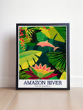 Amazon River Art - Victoria Regia water lily and Amazon river dolphin Home Decor - Brazil Living Room Decor