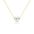 18K Gold Round Pearl Necklace Clavicle Chain