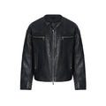 Niche V-neck Zipper Design Leather Coat For Men