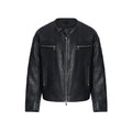 Niche V-neck Zipper Design Leather Coat For Men