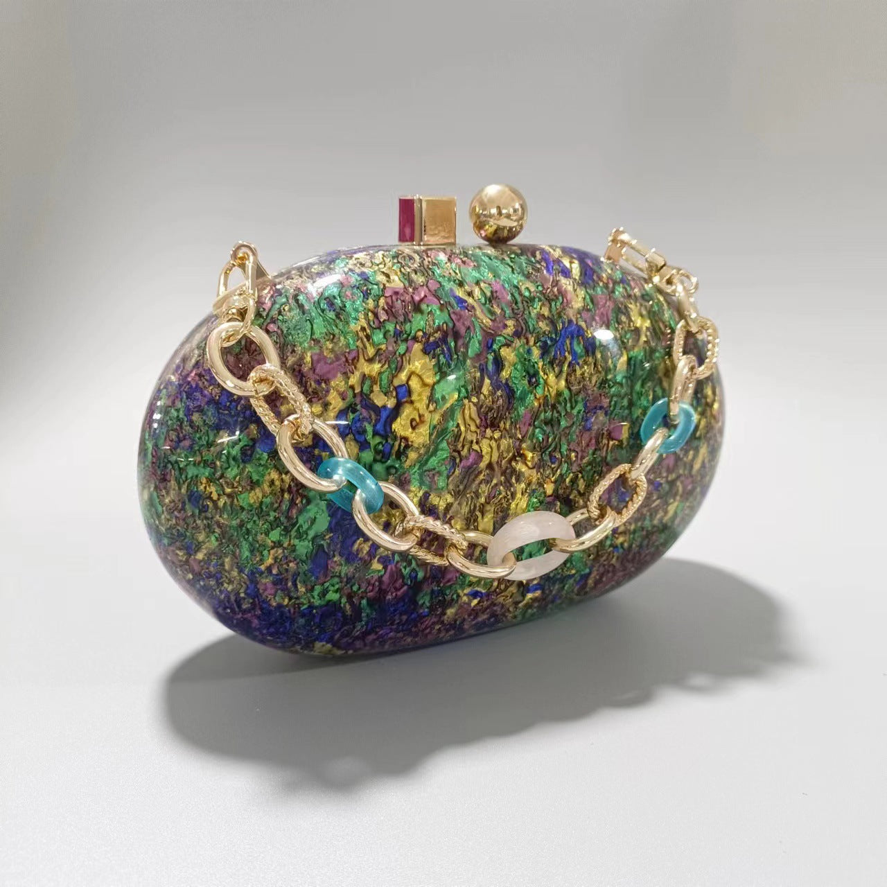 Womens Oval Pearlescent Fashion Shoulder Bag