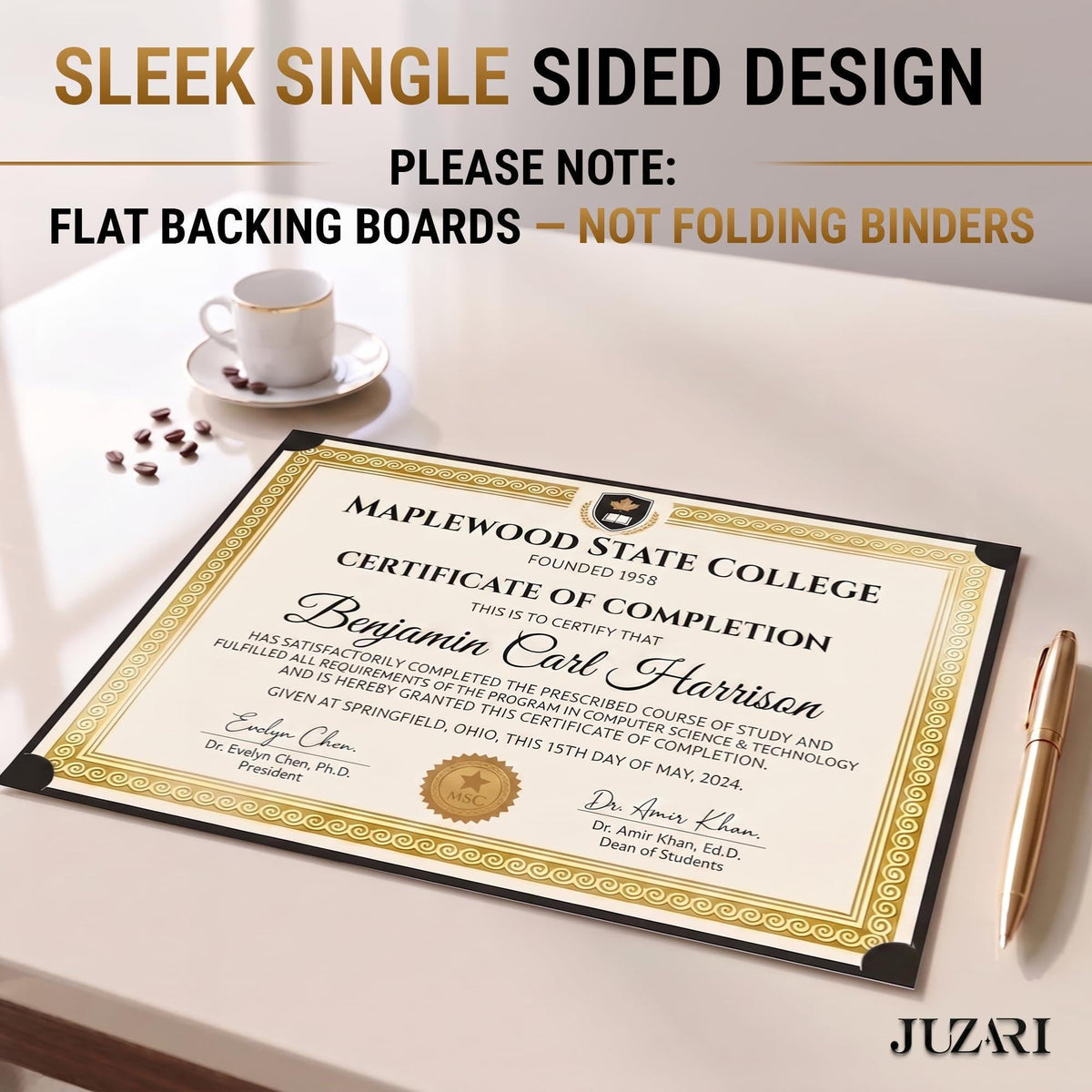 30 Pack Single Sided Certificate Holders 8.5x11 Black Award Certificate Folders with Gold Foil Border Cardstock Covers Letter Size Graduation Certificate Sleeves Protective Diploma Holders Bulk