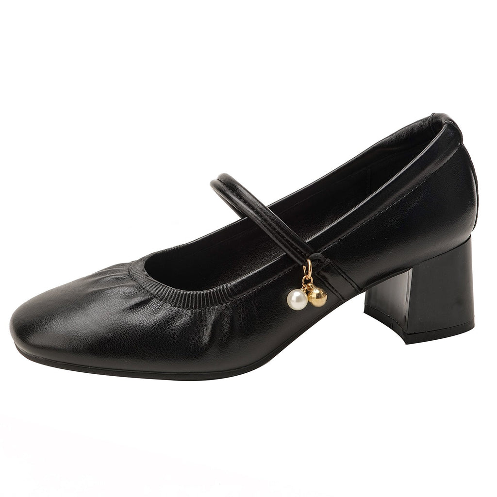 Non-slip Soft-soled Pumps For Women Mid-heel Chunky-heel Mary Jane Style Perfect With Cheongsams