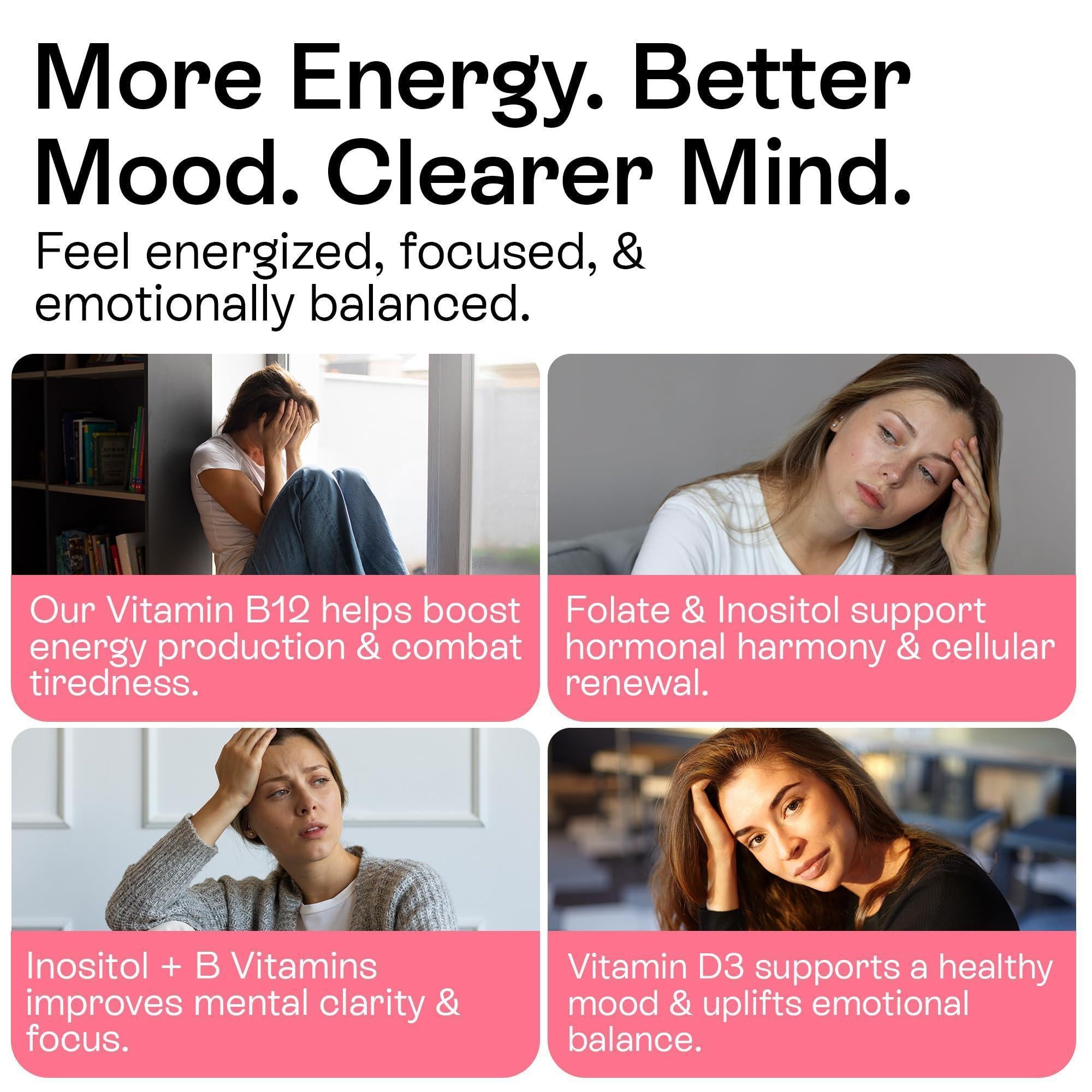 Myo Inositol D Chiro Inositol Supplement for Women Hormone Balance Healthy Ovarian Support 40:1 Myo Inositol Blend with Folate Vitamin D3 B12 & 20 Billion CFU Probiotics 60 Capsules