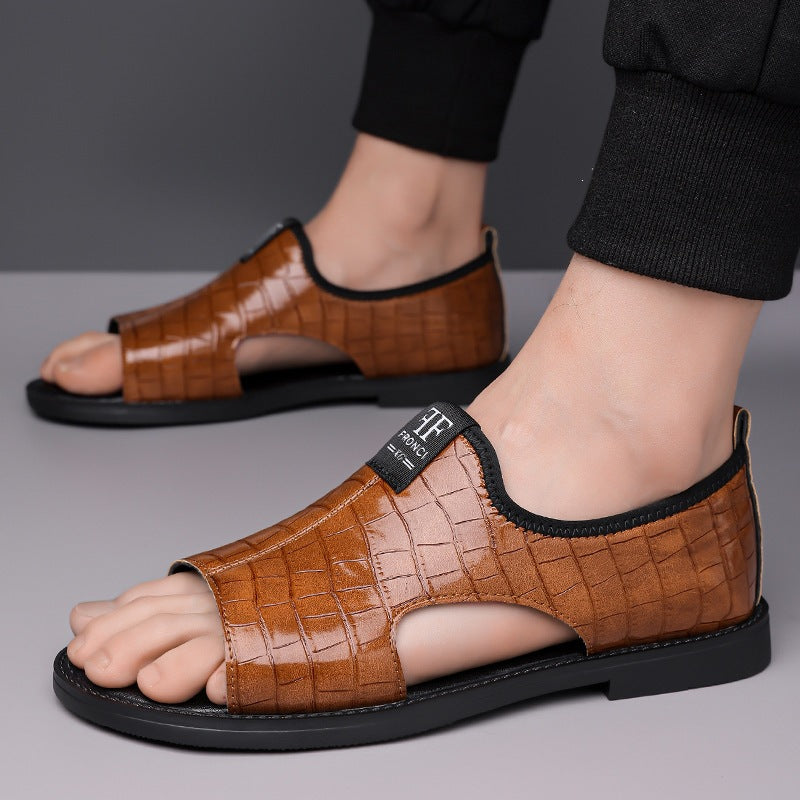 Men's Fashion Embossed Open-Toe Sandals