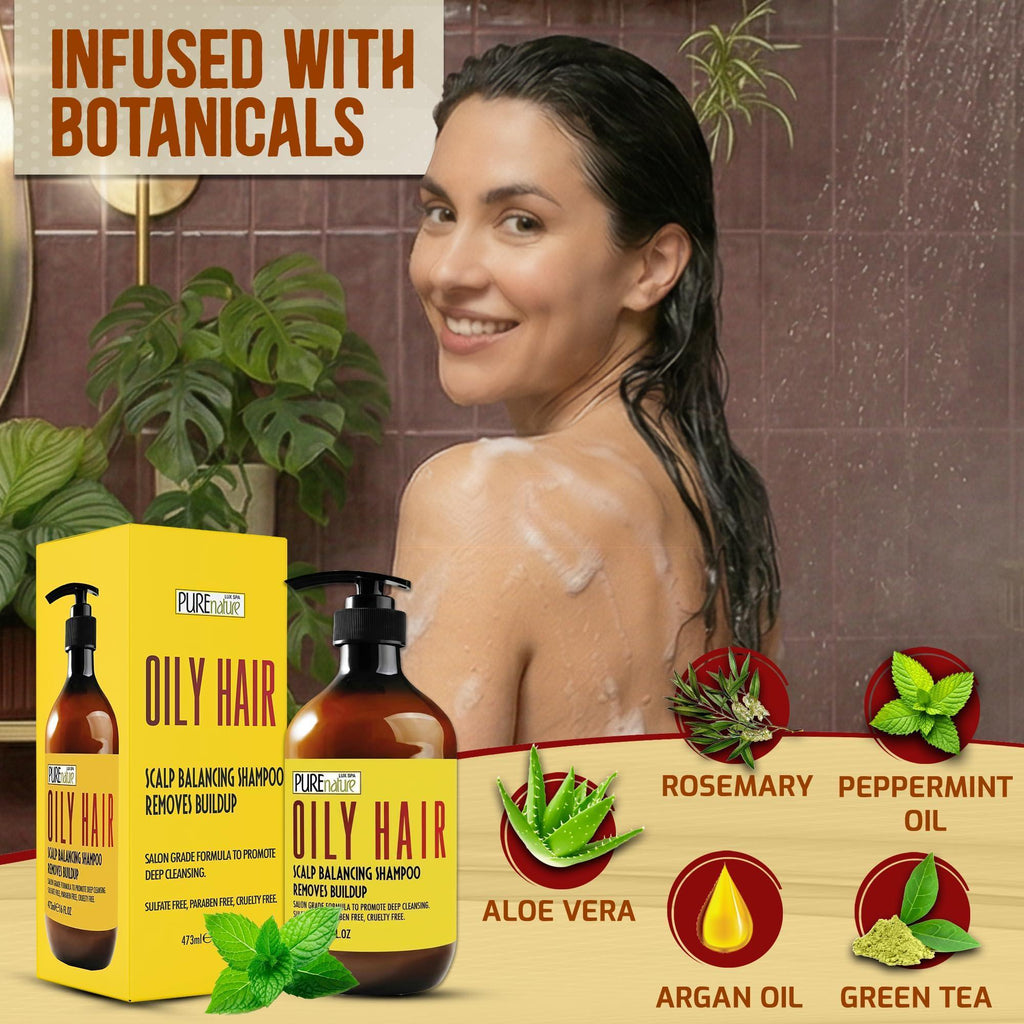 Oily Hair Shampoo Sulfate Free 16 Fl Oz Buildup Remover for Itchy Scalps Deep Cleanse Shampoo for Dandruff and Flake Treatment for Men and Women Paraben Free Salon Professional Formula