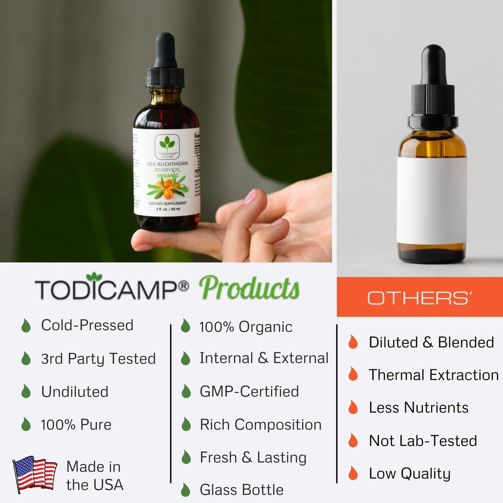 Organic Sea Buckthorn Oil 1 fl oz Cold Pressed Sea Buckthorn Berry Oil Seabuckthorn for Face Hair Body & Supplement