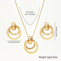 Cross-border European American Daily Versatile Metal Geometric Circle Jewelry Set, Premium Texture Matching Necklace & Stud Earrings For Women