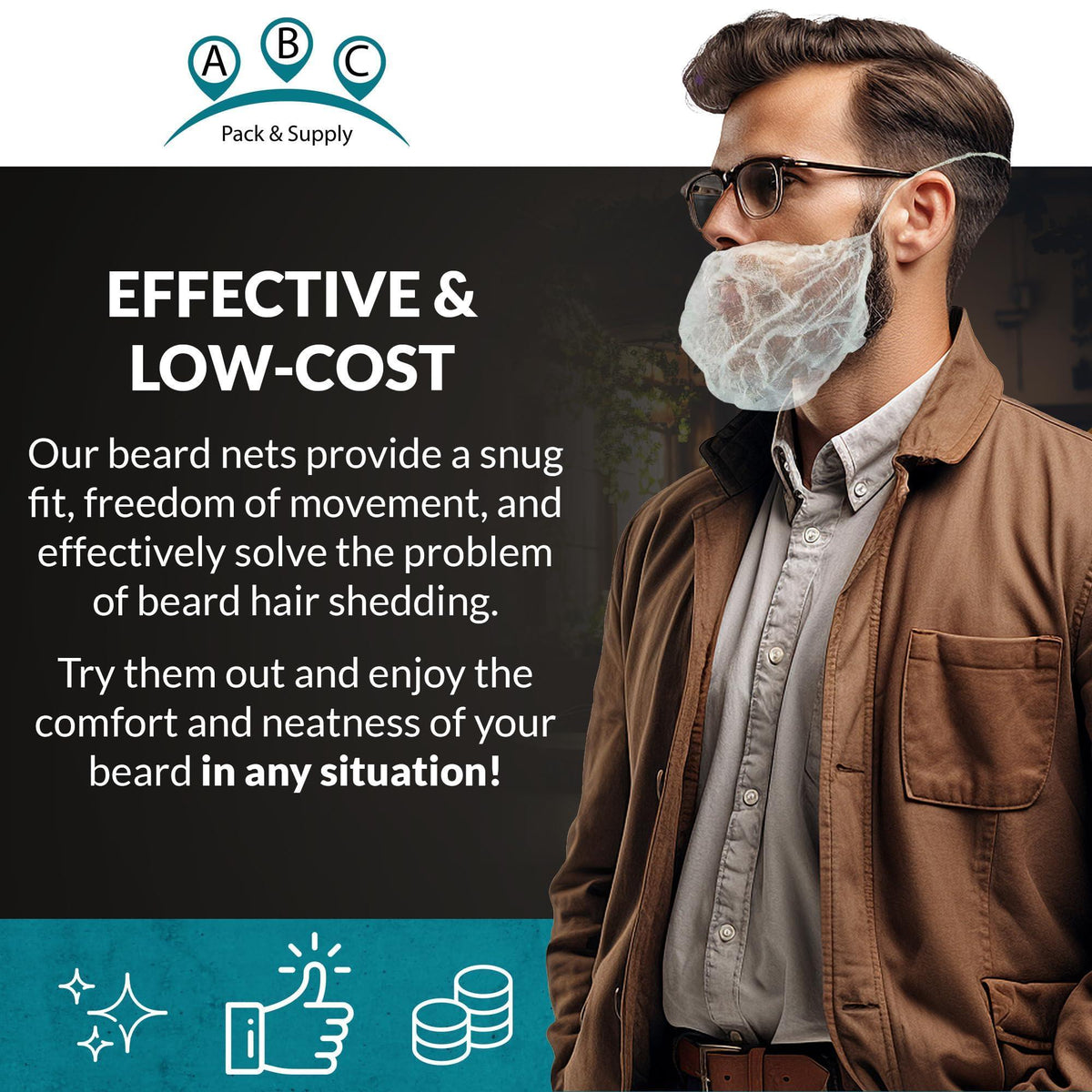 White Disposable Beard Covers for Men 18 Inch Pack of 100 Spunbond Polypropylene Beard Guards Food Service Breathable Lightweight Facial Hair Covering with Single Loop