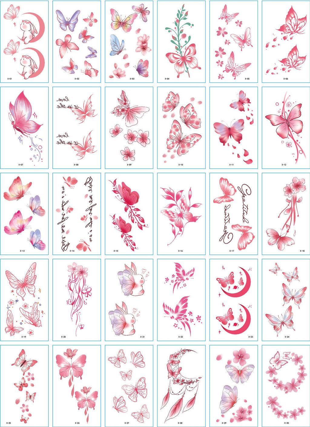 A set of 30 tattoo stickers