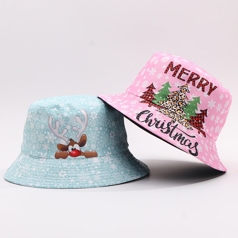 European And American Digital-print Bell-shaped Reindeer Bucket Hat