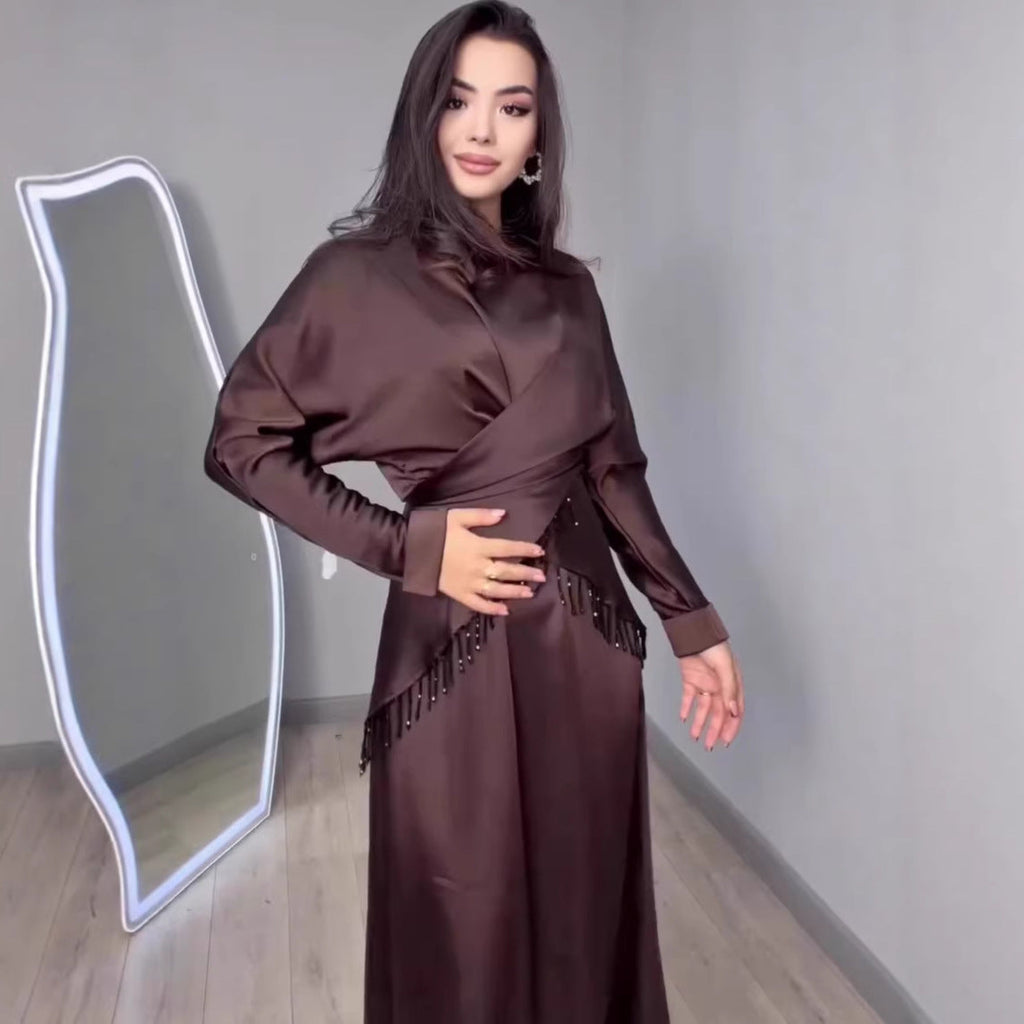 Silky Long-sleeved Elegant And Sophisticated Dress