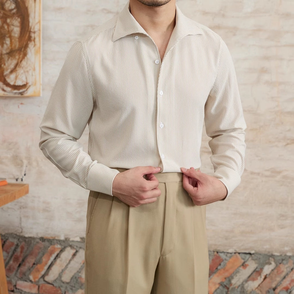 Striped Long Sleeved Shirt Slim Fit Shirt For Men