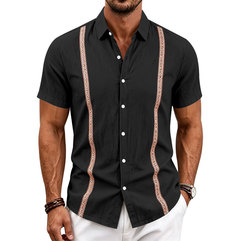 Mens Casual Linen Short-sleeve Shirt