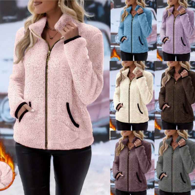 Double-Sided Fleece Zip-Up Cardigan - Casual Plush Hooded Jacket for Men Women Winter Warm Outerwear