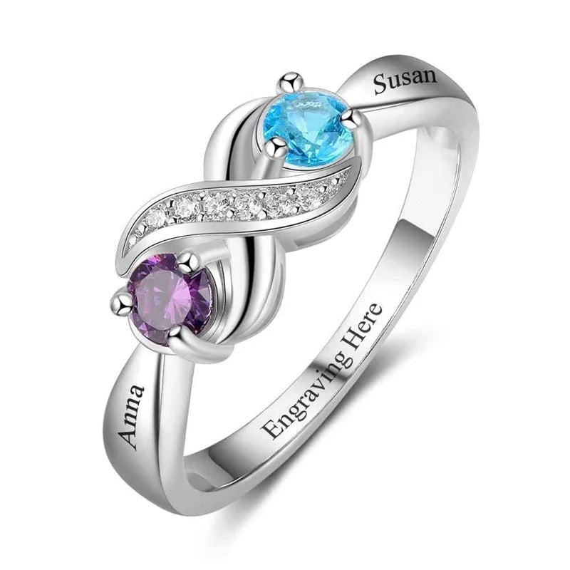 12th Birthday Stone Love Heart Ring Female