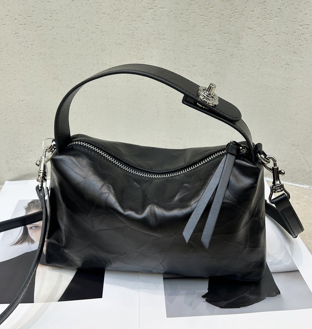 Top-grain Cowhide Hand-grain Tote Bag, High-end Versatile Small-batch Cross-border Genuine Leather Women's Bag