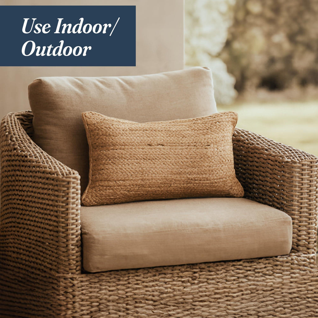 Jute Throw Pillow Covers 20x12 Inch Braided Hand Woven Decorative Pillow Cover for Couch Boho Jute Decor Living Room Decor Natural 1Pc Indoor Outdoor Pillow Cover