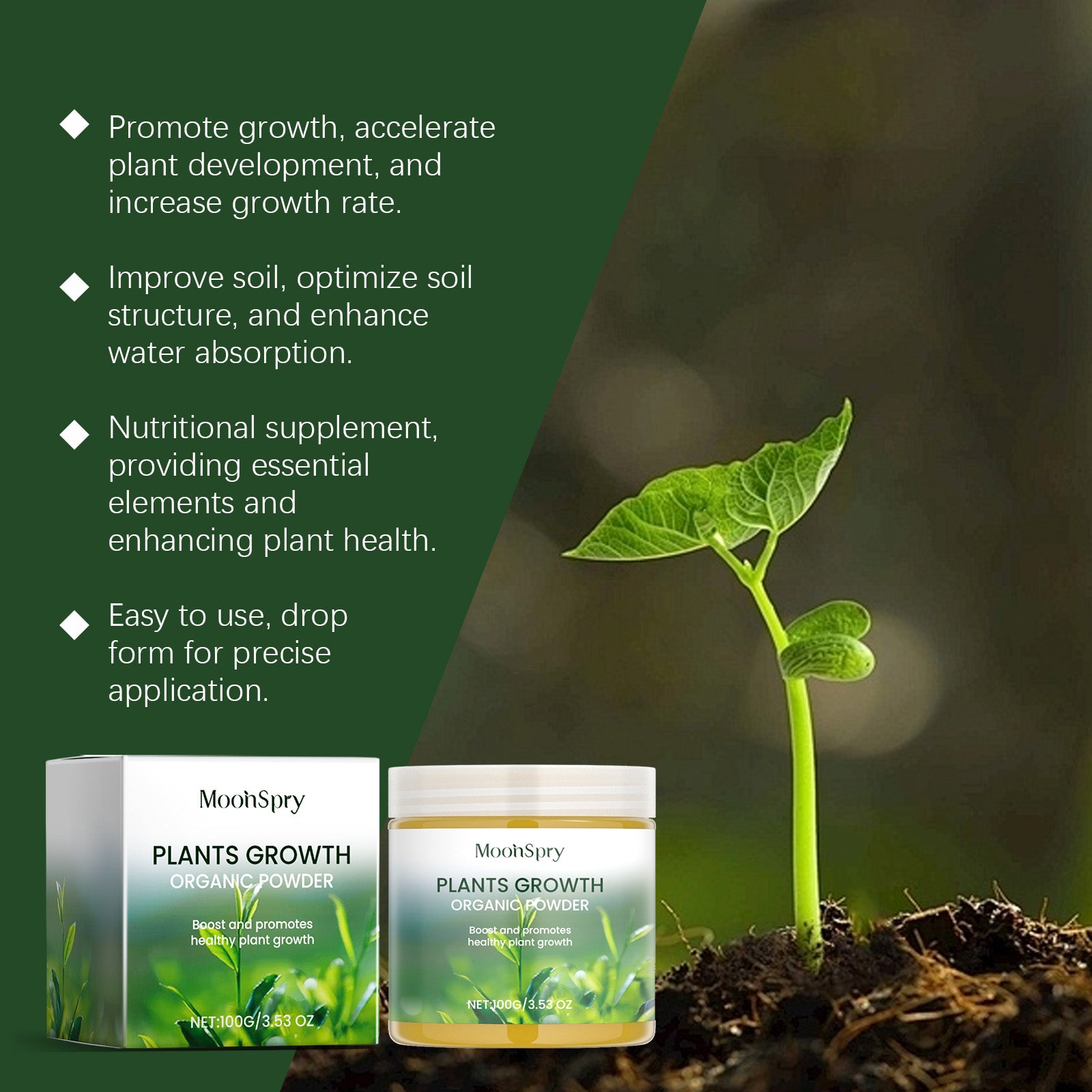MoonSpry Plant Growth Nutrient Powder Plant Growth Nutrient Supplement Soil Conditioning Plant Nutrient