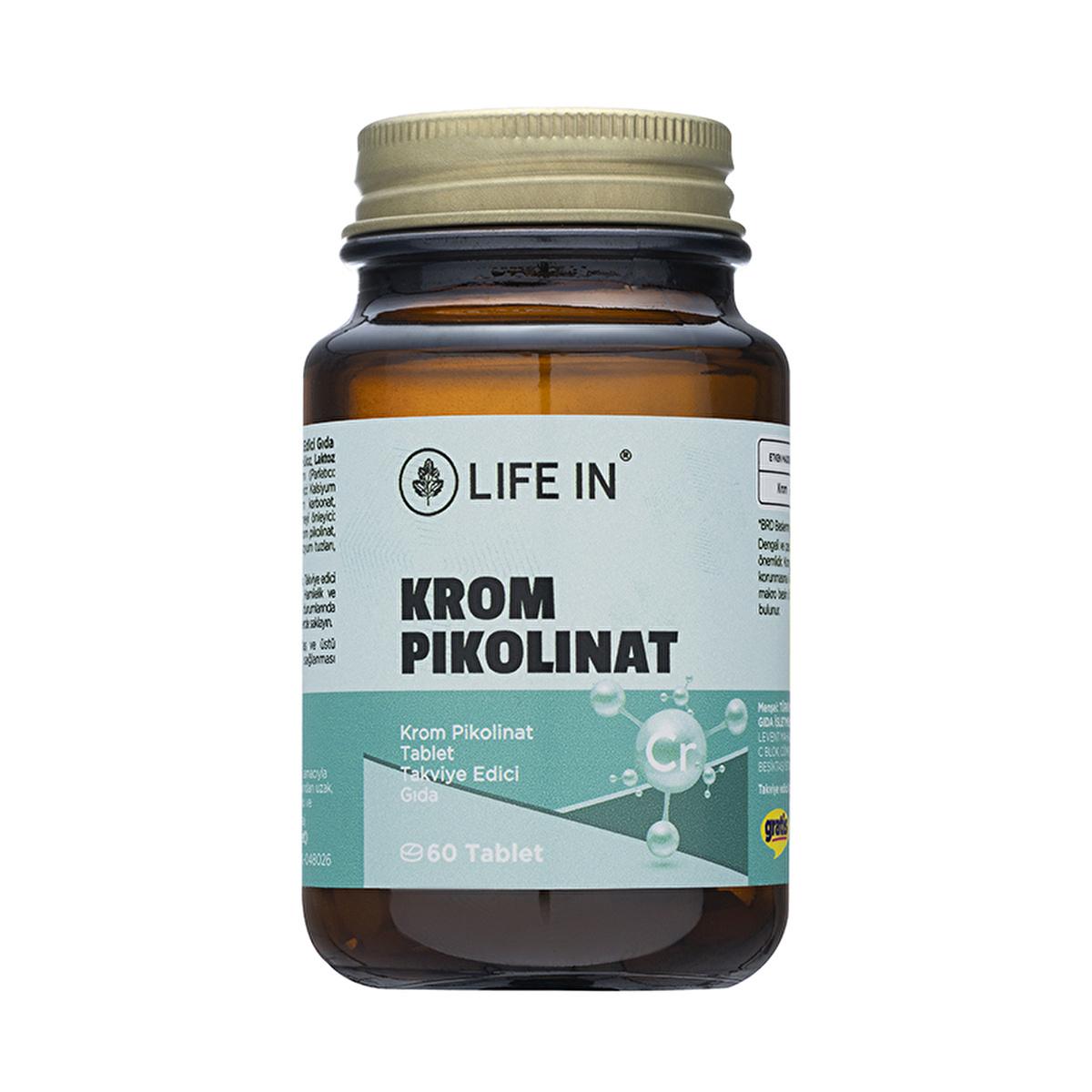 Life In Krom Pikolinat Chromium Picolinate Supplement for Macro Nutrient Metabolism - 60 Tablets