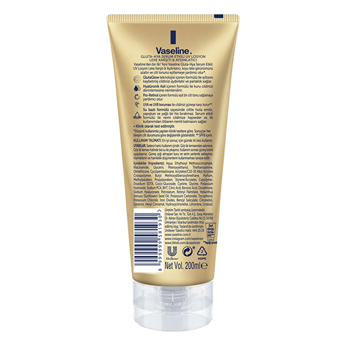 Vaseline Gluta-Hya Serum UV Protective Hydrating Body Lotion - Brightening, Non-Greasy Moisturizer with GlutaGlow Technology