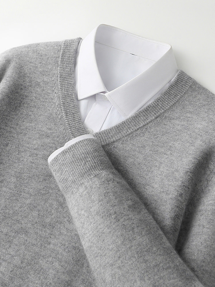 V-neck Cashmere Sweater Loose Fit Extra Thick