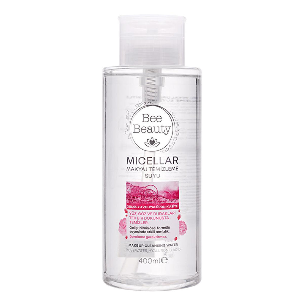 Bee Beauty Micellar Water - Rose & Hyaluronic Acid - Gentle Makeup Remover, Hydrating Face Cleanser, 400ml (13.53 fl oz)