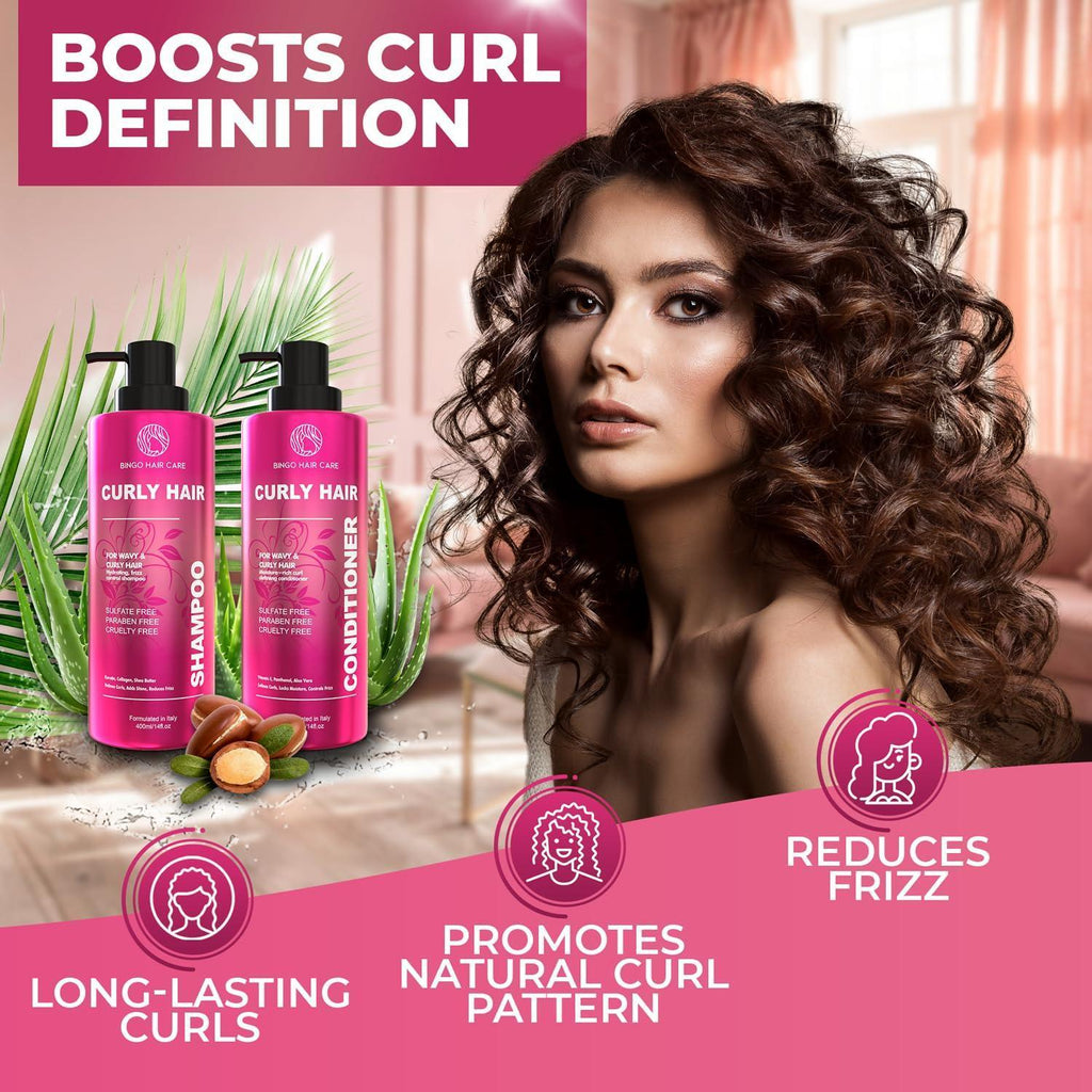 Curly Shampoo and Conditioner Set Sulfate Free 14 Fl Oz Set of 2 Moisturizing Formula Deep Treatment for Curly and Permed Hair Women and Men