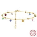 S925 Sterling Silver Colorful Zircon Starry Sky Anklet