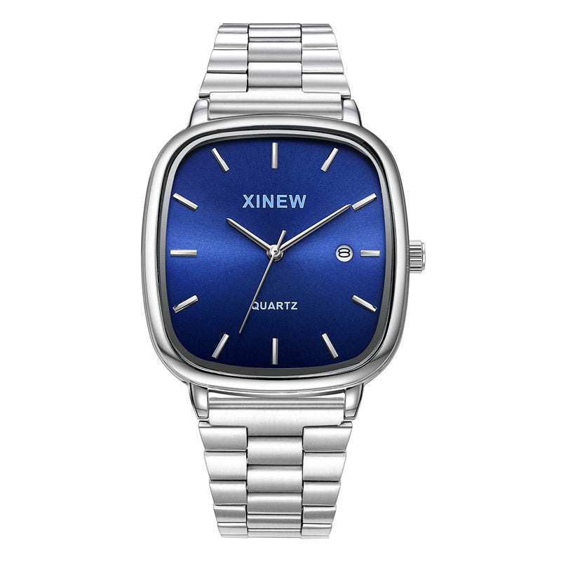 Fashionable Stainless Steel Strap Minimalist Calendar Quartz Watch