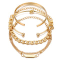 Alloy Chain And Round-ring Bracelet Set