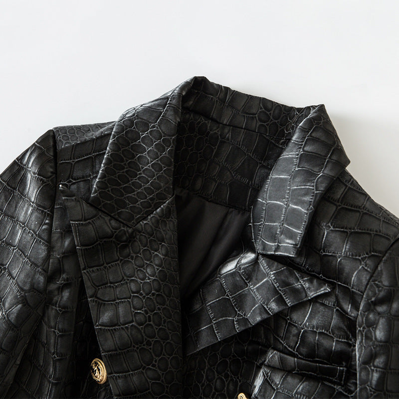 Crocodile Leather Slim-fit Jacket