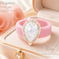 Silicone-inlaid Water-drop-shaped Zircon Ring